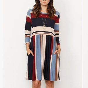 Multicolored Eloges Dress with Stripes Medium